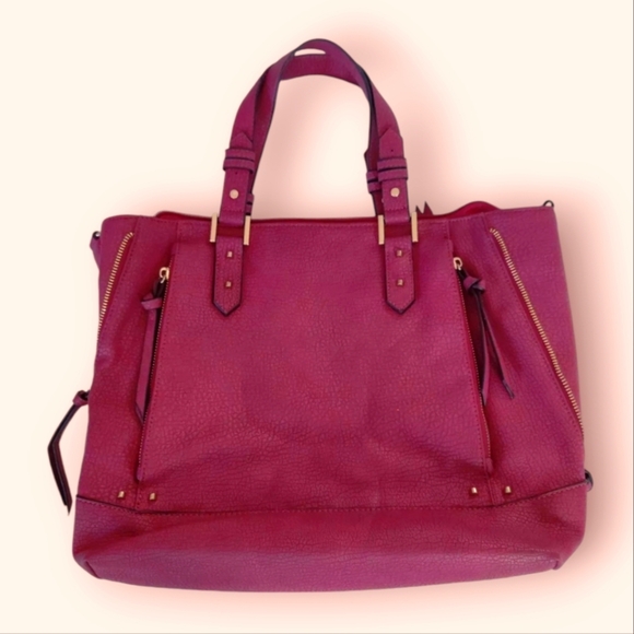 Maurice's Large Maroon Pebbled Faux Leather Work Bag Tote, Expandable Purse - Picture 1 of 11